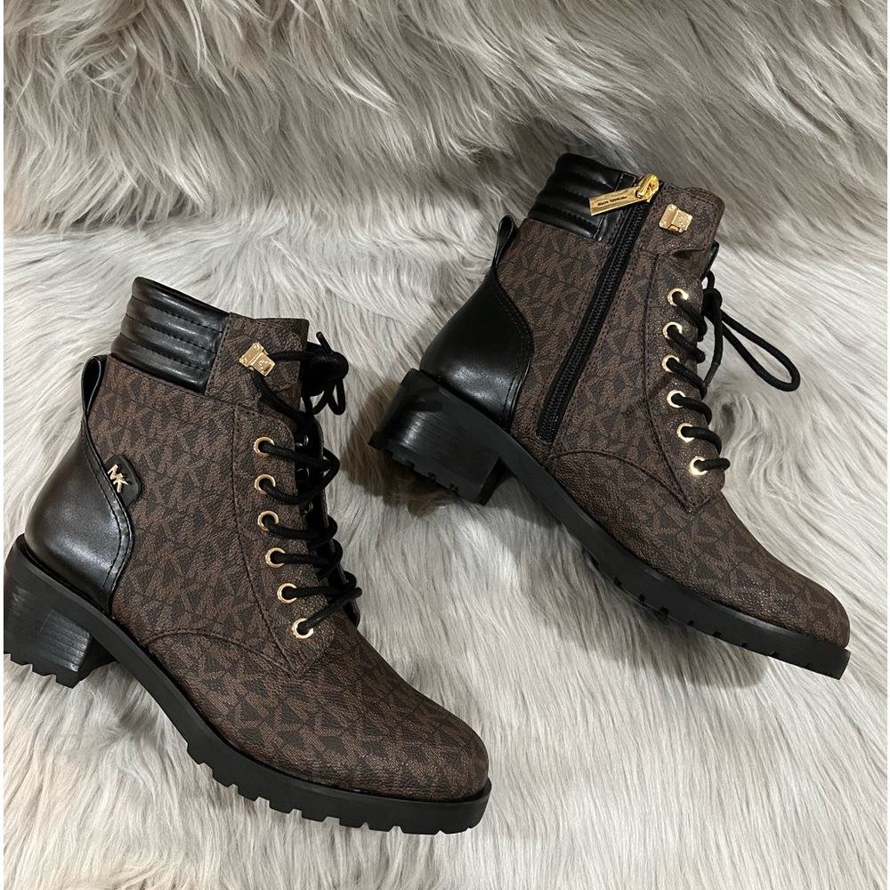 Michael Kors Women’s Alistair Lace-up Lug Sole Combat Booties